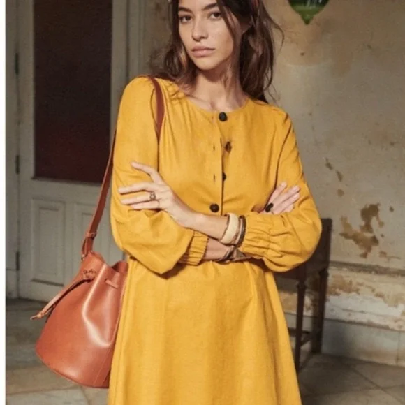 Sezane Goldenrod Long Sleeve Dress - Picture 3 of 6